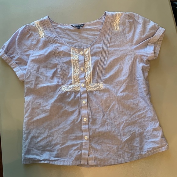 American Eagle Outfitters pin striped lace button shirt Large We're the Millers - Picture 4 of 16